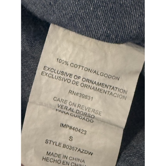 Democracy Pearl Snap Shirt Chambray Ombre Western Cowboy Ranch Womens Small Blue - Picture 8 of 10